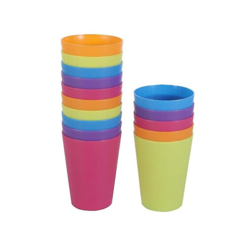 Plastic Drinking Cups Reusable 15 pcs 101-200 ml Mixed Color