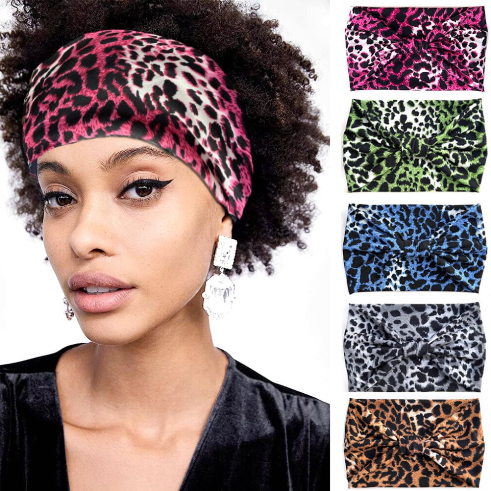 Women's leopard print wide headband knotted turban