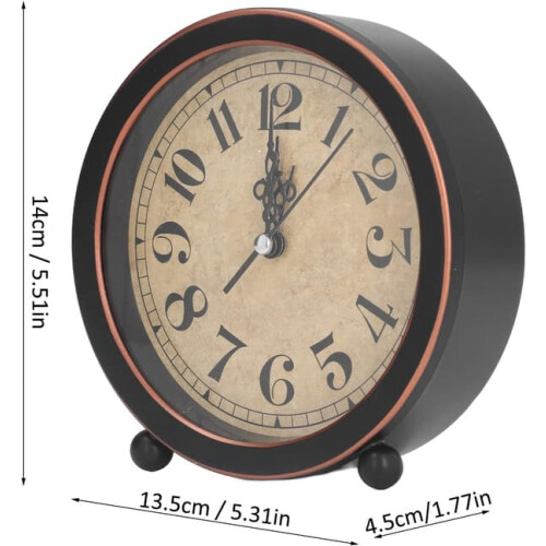 Retro Desk Clock Analog Silent 12.7 cm Battery Operated 2