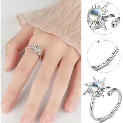 Women's silver anxiety ring adjustable open twist 1