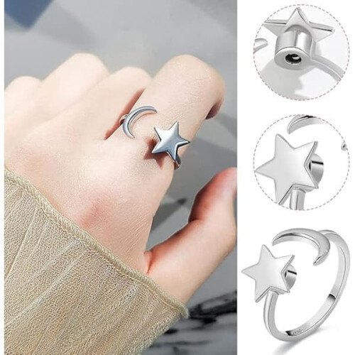 Women's silver anxiety ring adjustable open twist 2