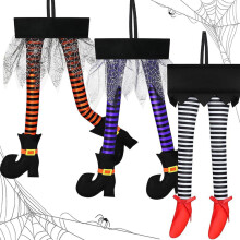 Σετ αξεσουάρ για υπαίθρια διακόσμηση για το Halloween με πόδια μάγισσας