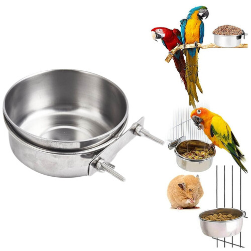Mangeoire pour oiseaux en acier inoxydable avec pince