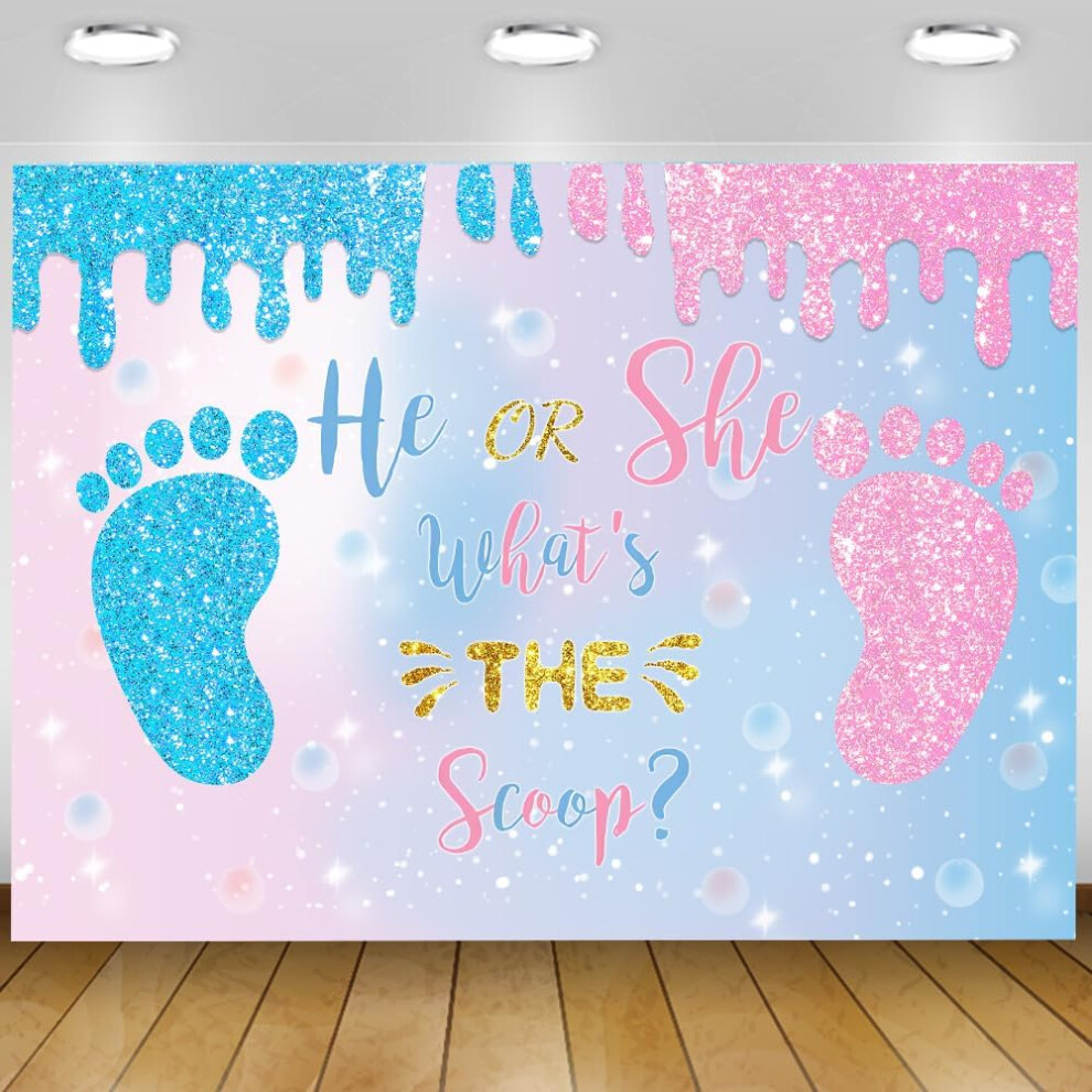 Gender Reveal Backdrop Footprints 72X108 In Blue/Pink 959110329726