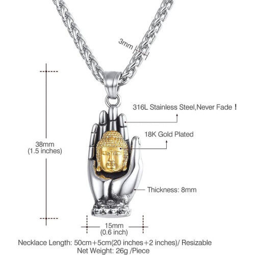 Buddha necklace pendant for boys, 1 piece 2