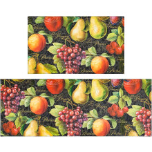 Kitchen Rugs Set Vintage Black Farmhouse 2 pcs