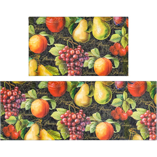 Kitchen Rugs Set Vintage Black Farmhouse 2 pcs