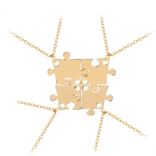 Best Friend Puzzle Necklace Gold 4-Pack 1