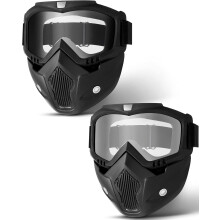 Gogle motocyklowe z osłoną twarzy szare przezroczyste 2 sztuki