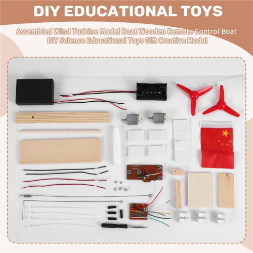 Assemblé ÉOlienne ModèLe Bateau en Bois TéLéCommande Bateau DIY Science Jouets ÉDucatifs Cadeau ModèLe CréAtif 1
