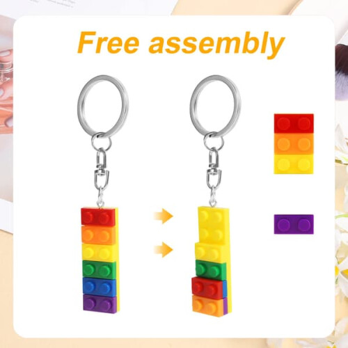 2 stk. regnbuefarvede murstensnøgleringe, farve pride nøglering patchwork 2