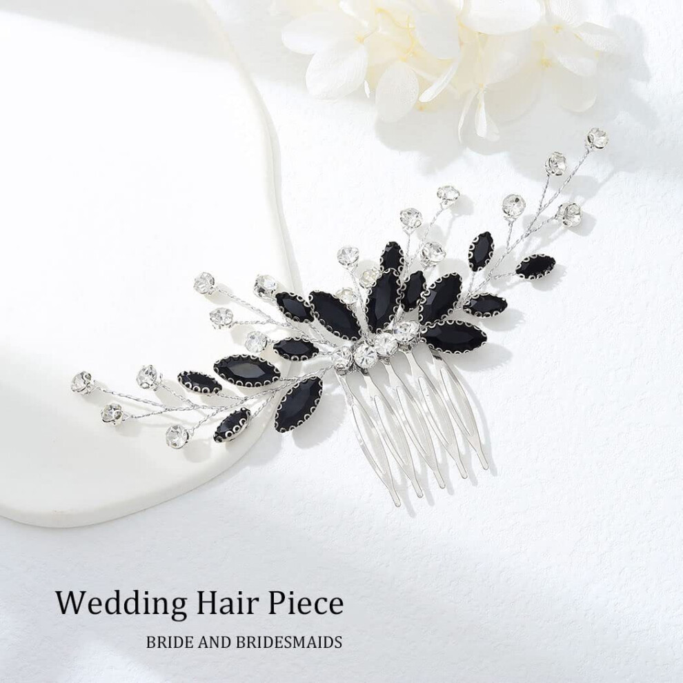 Bridal hair comb with silver rhinestones 1 piece