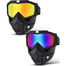 Gogle motocyklowe z osłoną twarzy 2 sztuki, złote