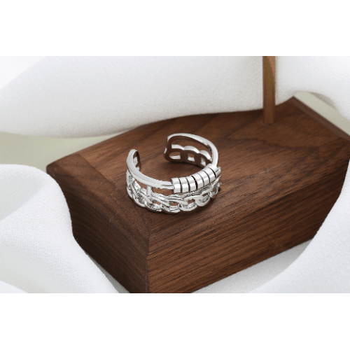 Adjustable Anti-Stress Ring Silver Rotatable 2