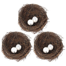 Décoration de nid d'oiseau de Pâques, nid artificiel en brindilles avec œufs (3 lots)