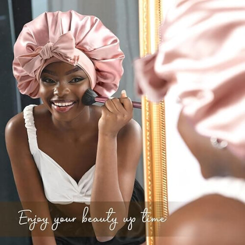 Satin Bonnet for Sleep Double-Layer Silk-Lined Hair Cap 2