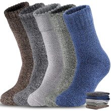 Men's Wool Socks Velvet Thick Solid Color 5 Pairs
