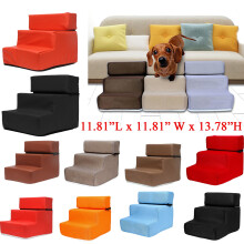 Housse pour échelle pour animaux de compagnie en cuir couleur café, portable, 3 marches