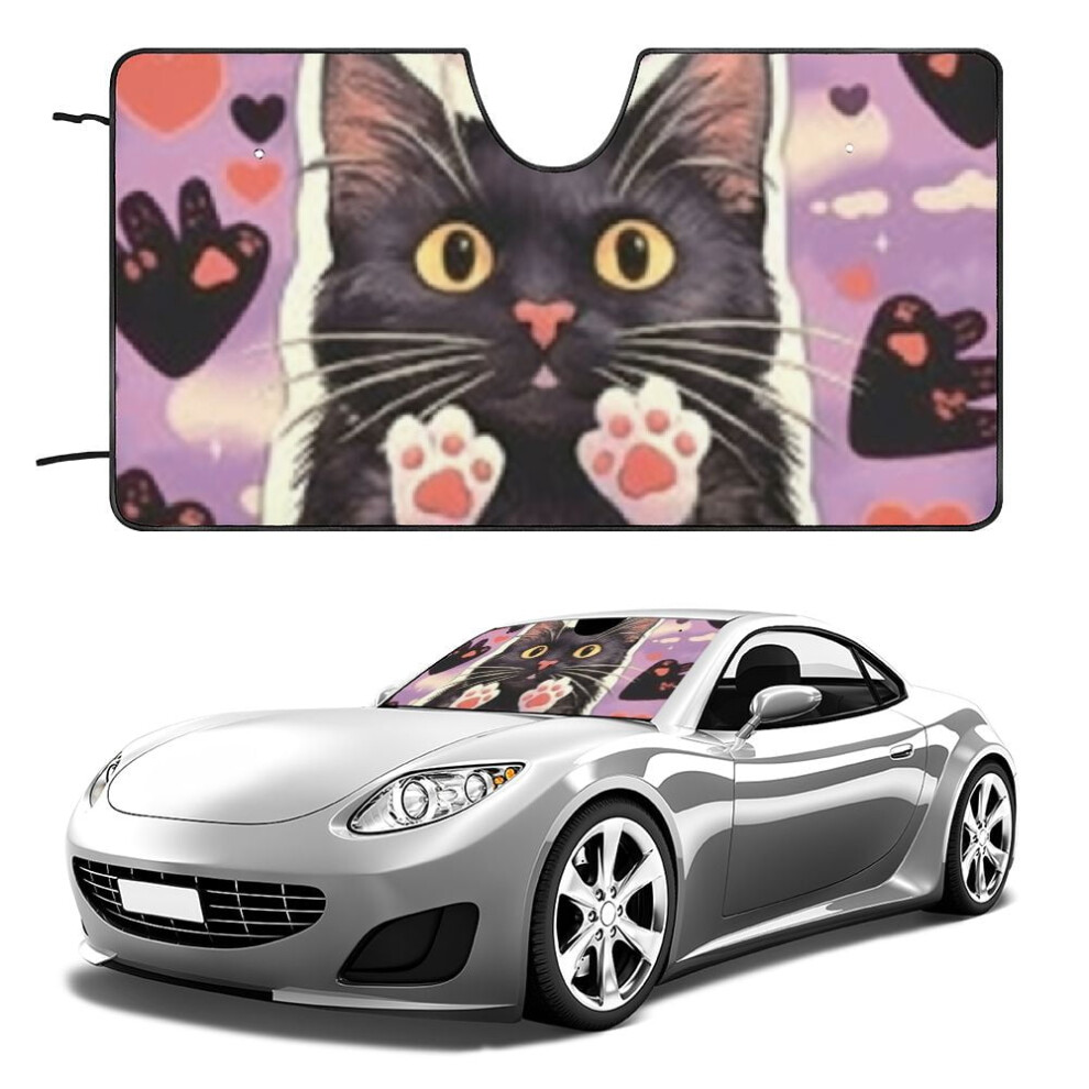Kawaii Kitty Car Windshield Sunshade Foldable 55X30 In 913466952199
