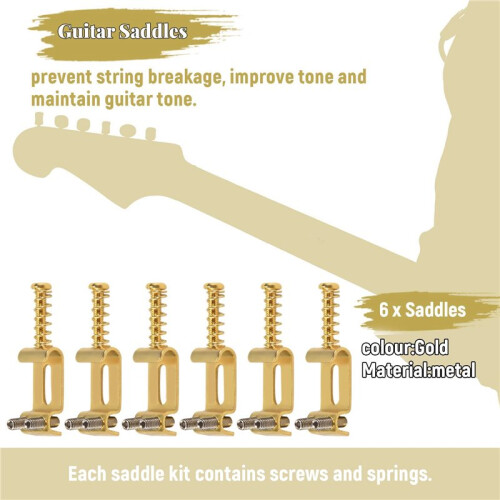 6 Roller Bridge Pull String Code Electric Guitar Saddle for Stratocaster Telecaster Electric Guitar Accessories Gold 2