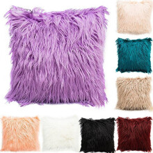 Housse de coussin carrée en fausse fourrure douce et moelleuse 45 x 45 cm