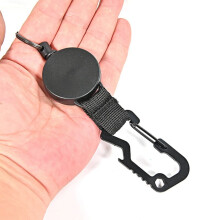 Portachiavi retrattile con moschettone e porta badge (1 pezzo)