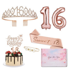 Roségoldenes Deko-Set zum 16. Geburtstag für Mädchen