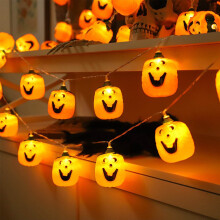 Halloween pumpkin string lights orange LED 10-pack