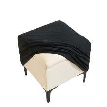 Housse de pouf à motif jacquard noir à feuilles carrées/rectangulaires