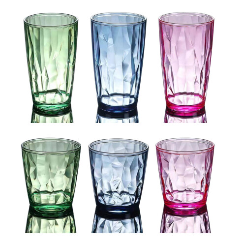 Ensemble de 6 verres à eau ACDANC sans BPA, couleurs vives
