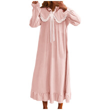 Camicia da notte da donna ampia a maniche lunghe, rosa, taglia XXL