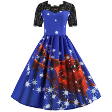 Vintage swingjurk met V-hals en korte mouwen voor dames