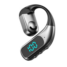 Fone de ouvido Bluetooth de condução óssea com microfone e design de ouvido aberto.