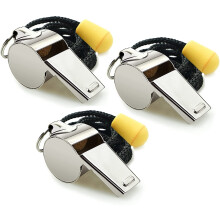 Stainless Steel Sports Whistle with Lanyard 3 Pack