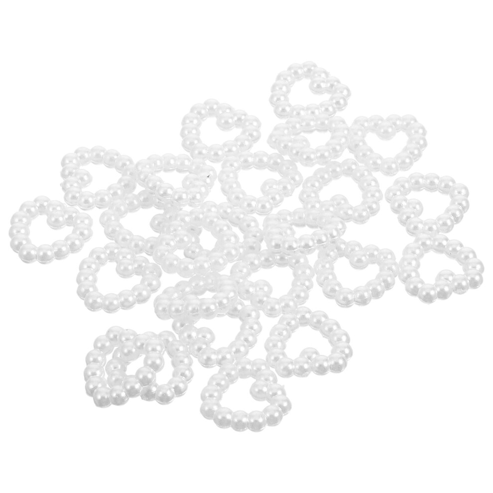 White Heart Nail Charms Plastic Resin 50 Pcs