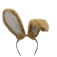 Serre-tête oreilles de lapin en peluche marron 18 x 4 cm