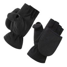 Γάντια Polar Fleece με μισά δάχτυλα, μαύρα, μέγεθος ενηλίκων