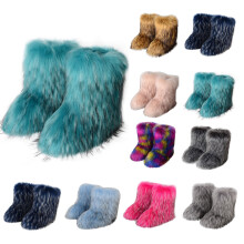 Pantoufles en peluche, bottes de neige pour femmes en cachemire, taille 36
