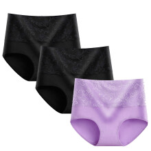 Slip da donna in cotone a vita alta, confezione da 3 pezzi, viola chiaro, taglia XXL