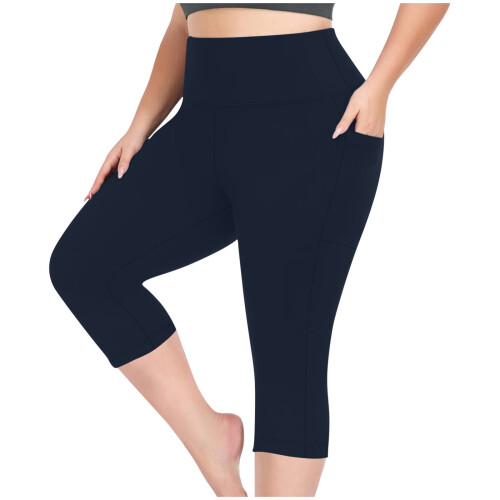 Γυναικείο παντελόνι γιόγκα Capri με τσέπες, Plus Size 7/8