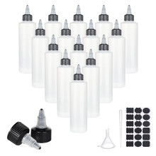 Set Kunststoff-Klebstoffflaschen mit PVC-Tafeletiketten, Pipetten und Trichter: 20 Flaschen, 2 Etiketten, 5 Pipetten, 5 Trichter