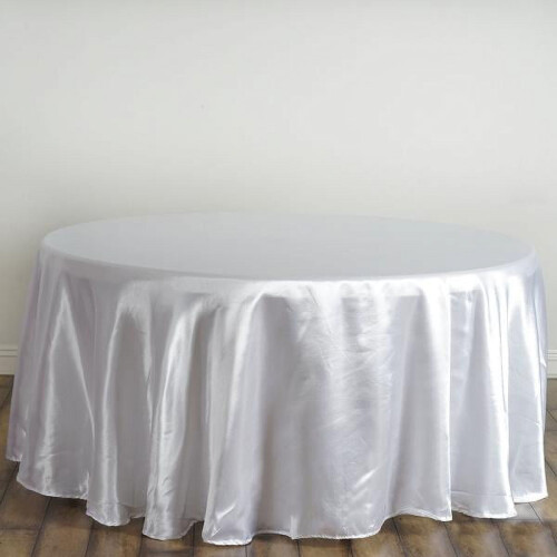 BalsaCircle 120" Runde Satin-Tischdecke Weiß