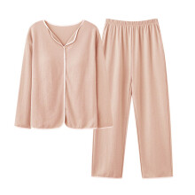 Completo pigiama casual da donna, composto da maglia a maniche lunghe e pantaloni, colore kaki, taglia XL.