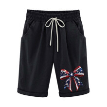 Patriotiske shorts for kvinner med elastisk midje og lommer