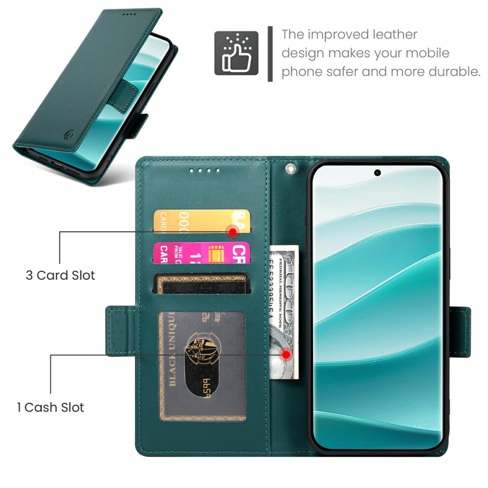 (Blackish ) For Xiaomi Poco M8 Pro 5G / Redmi Note 15 Pro+ 5G (Global) Stand Case Pu Leather Wallet Phone Cover Green 6914290999361