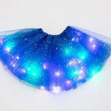 Gonna da balletto per bambini con luce LED blu e 3 strati di rete