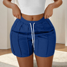 Pantaloni scurți strâmți pentru femei, culoare solidă, talie elastică, casual