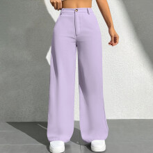 Pantalon large en lin pour femme, taille haute, longueur cheville