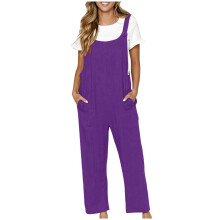 Paarse casual jumpsuit voor dames met zakje