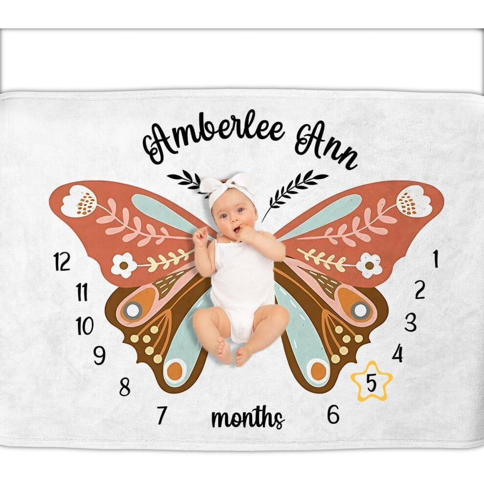 Personalized Baby Blanket with Name and Milestones 30x40